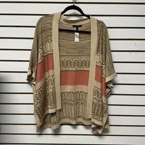 Forever 21 Aztec Sweater Wrap Womens Sz Small Muted Beige Tan Salmon Slv Holes